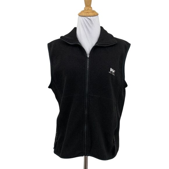 Helly Hansen Vest Womens M Medium Black Fleece Full Zip Pockets Logo Outdoor - Picture 1 of 9